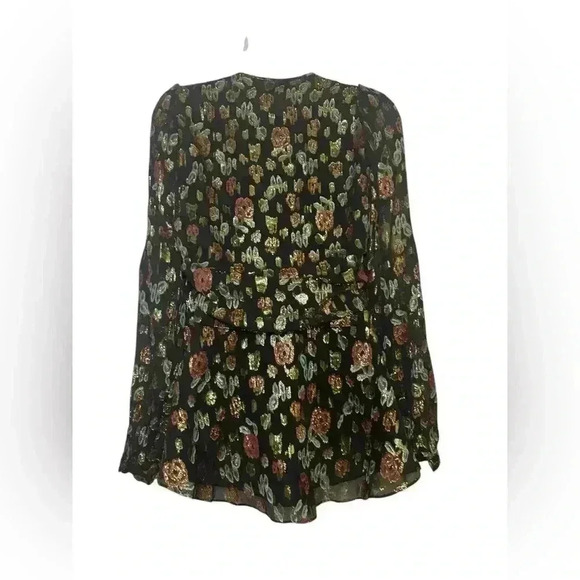 Veronica Beard Joyce Metallic Floral Silk Blend Blouse Black Gold Size XS - Picture 5 of 6